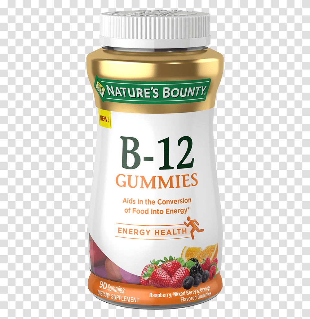Vitamin B12 Gummies Nature's Bounty Vitamin B12 Gummies, Sunscreen, Cosmetics, Bottle, Beer Transparent Png