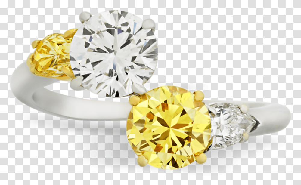 Vivid Yellow And White Diamond Bypass Ring Yellow And White Diamond Ring, Gemstone, Jewelry, Accessories, Accessory Transparent Png