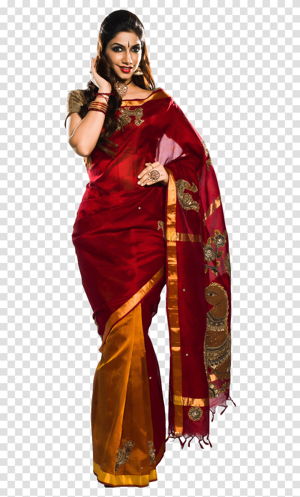 Vj Bhavana In Saree, Sari, Silk, Person Transparent Png