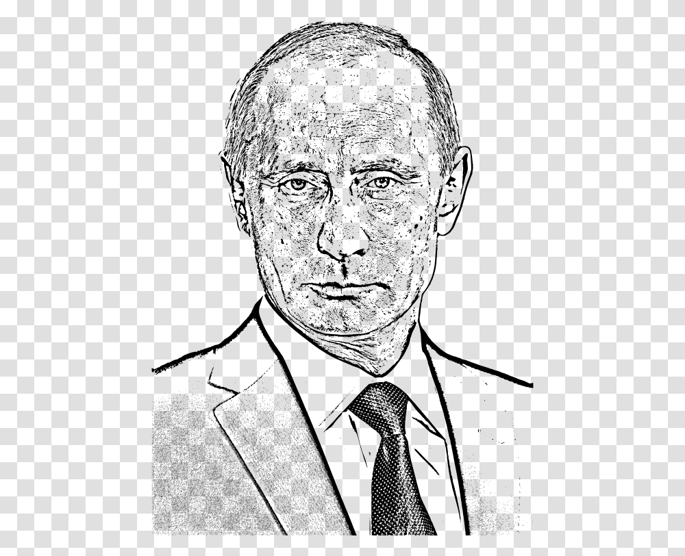 Vladimir Putin Photocopied Face Putin Black In White, Gray, World Of Warcraft Transparent Png