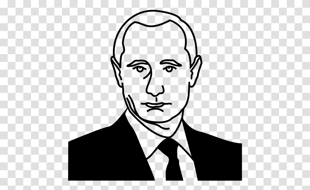 Vladimir Putin Rubber Stamp Putin Face Black And White, Gray, World Of Warcraft Transparent Png