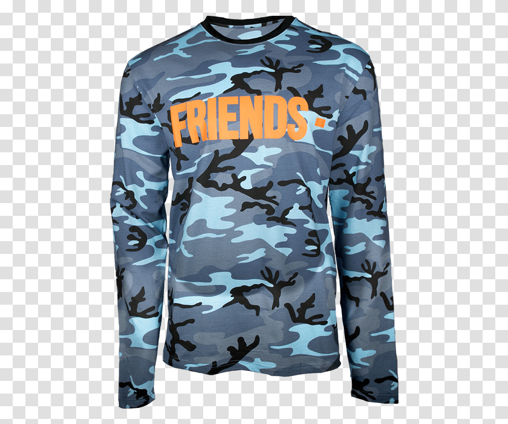 Vlone Friends Blue Camo Ls, Sleeve, Clothing, Apparel, Long Sleeve Transparent Png