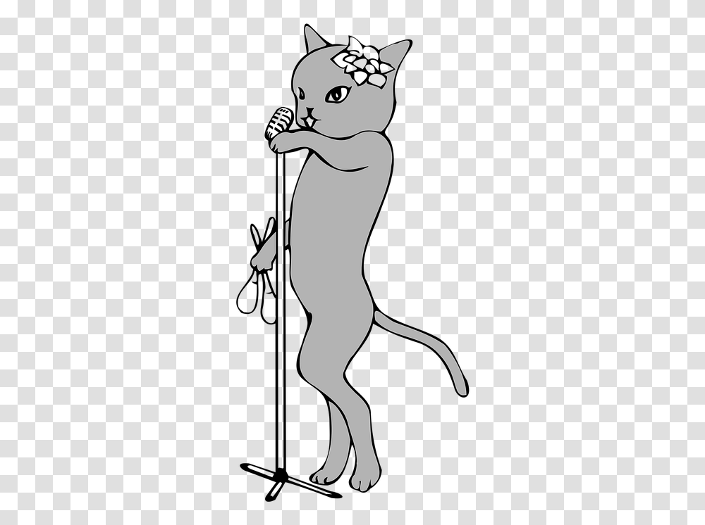 Vocal Music Jazz Cat Microphone, Stencil, Person, Animal, Mammal Transparent Png