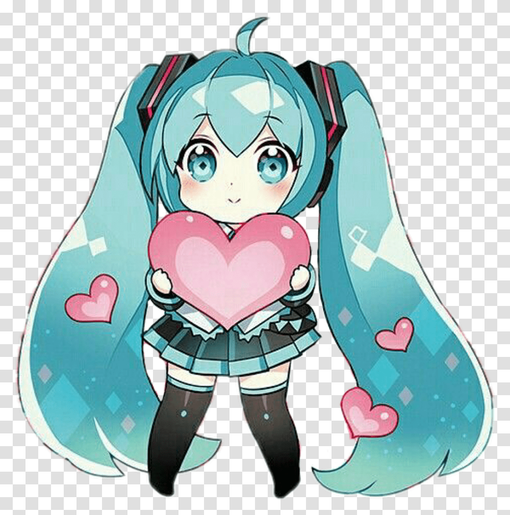 Vocaloid Hatsunemiku Miku Cute Heart Sweet Cute Miku Heart Chibi Cute Hatsune Miku, Graphics, Ornament, Drawing Transparent Png
