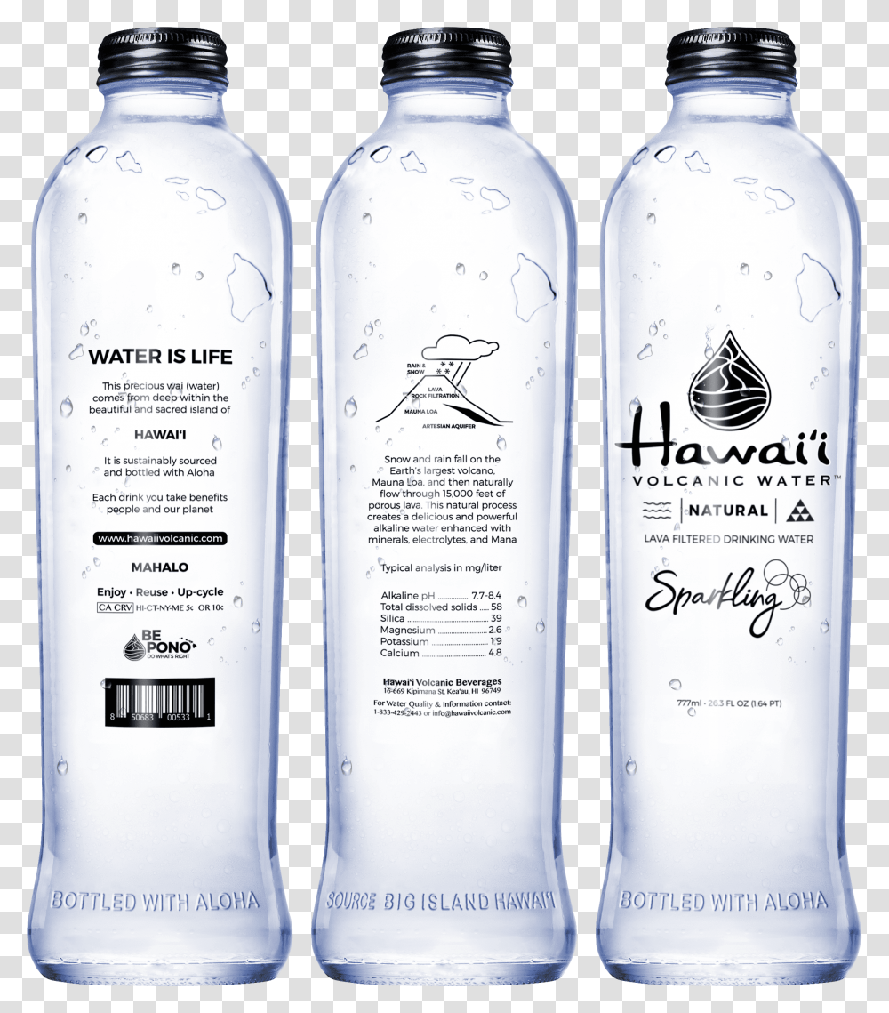 Volcanic Hawaiian Spring Water Glass Sparkling 777ml Hawaii Volcanic Water, Liquor, Alcohol, Beverage, Drink Transparent Png