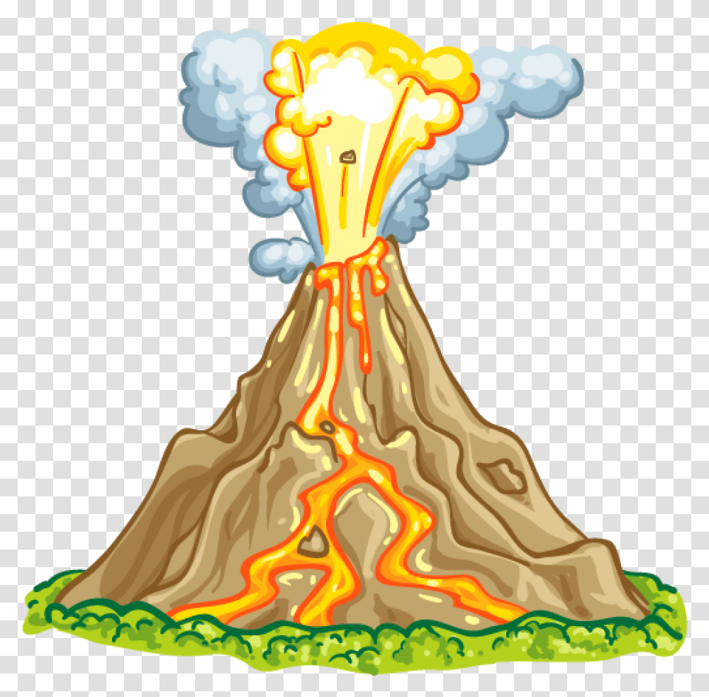 Volcano And Parts Clipart Download Volcanic Eruption Free Clipart, Mountain, Outdoors, Nature, Water Transparent Png