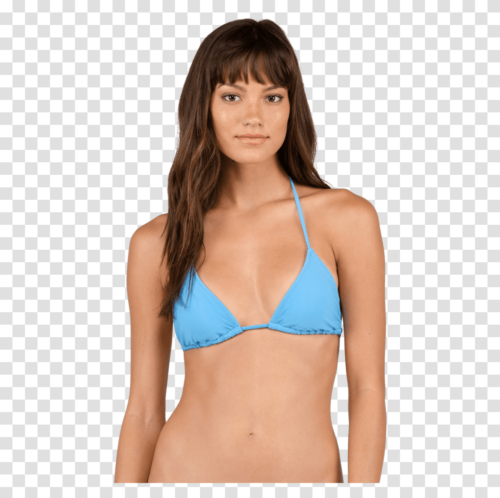 Volcom Simply Solid Tri Coastal Blue Swimsuit Top, Apparel, Person, Human Transparent Png