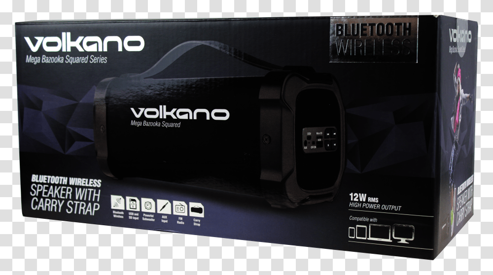 Volkano Mega Bazooka Squared Bluetooth Speaker Packaging Electronics Transparent Png