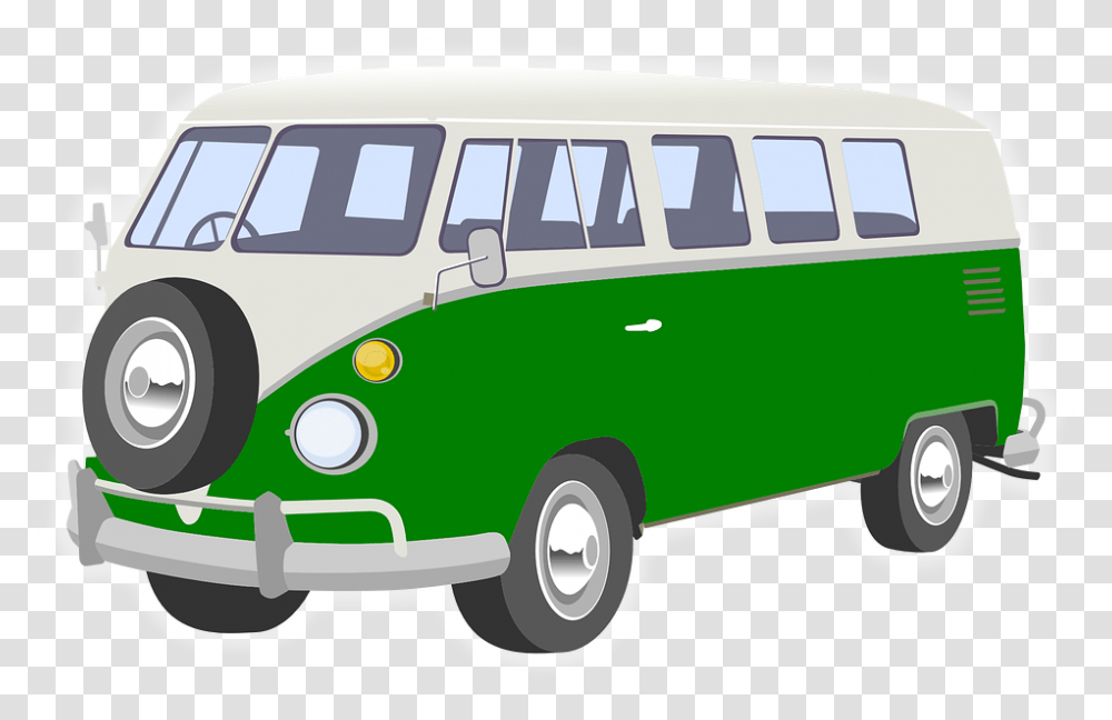 Volkswagen Bus Green Van Clipart, Minibus, Vehicle, Transportation, Fire Truck Transparent Png
