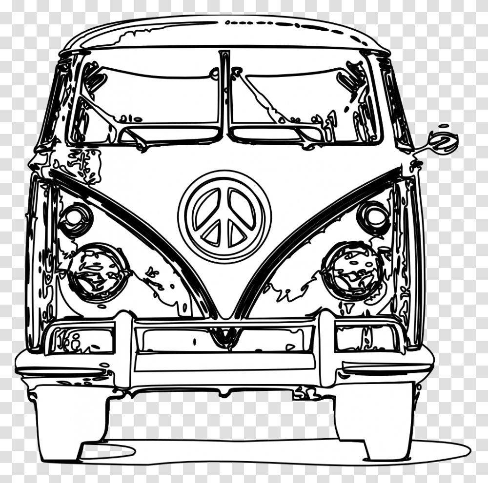 Volkswagen Clipart Hippie Vw Bus Coloring Page, Transportation, Vehicle, Drum, Percussion Transparent Png