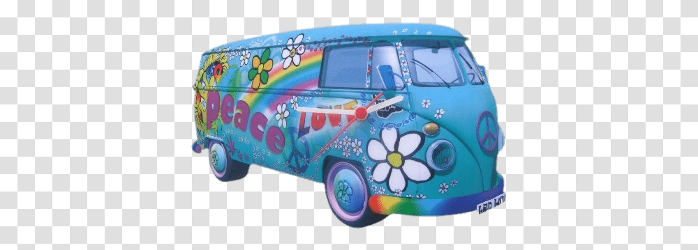 Volkswagen Love And Peace Van Clock Stickpng Volkswagen Amor Y Paz, Vehicle, Transportation, Bus, Caravan Transparent Png