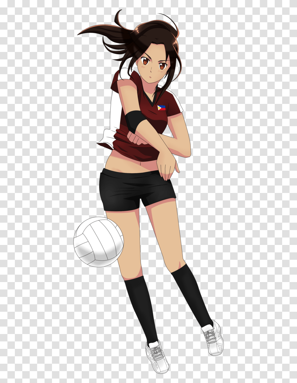 Volleyball By Exelionstar Anime Girl Playing Volleyball Sport Volleyball Anime Girl, Person, Shorts, Clothing, People Transparent Png