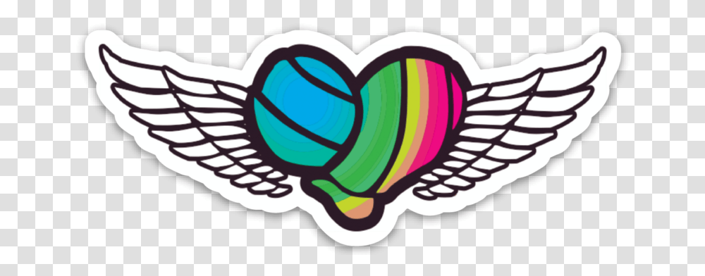 Volleyball Rainbow Heart With Wings Sticker Metro Polda Jaya Logo, Rubber Eraser Transparent Png