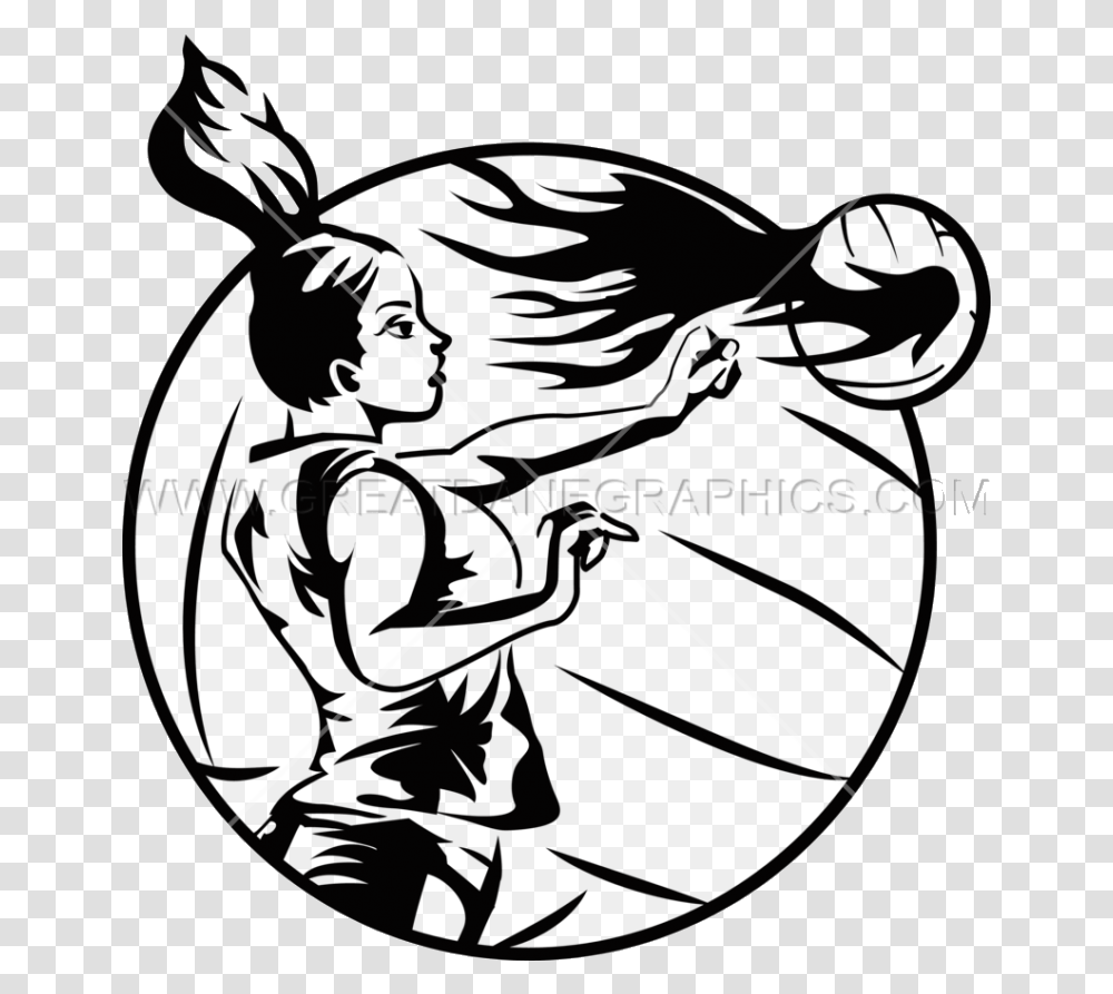 Volleyball Spiking In Black And White Clipart Playing Volleyball Images Black And White, Hand, Stencil, Animal Transparent Png