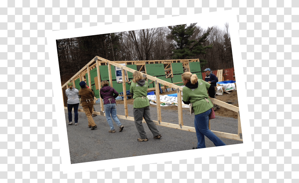 Volunteers Carry Trusses On A Green Mountain Habitat Trusses Habitat For Humanity, Person, Shoe, Footwear Transparent Png