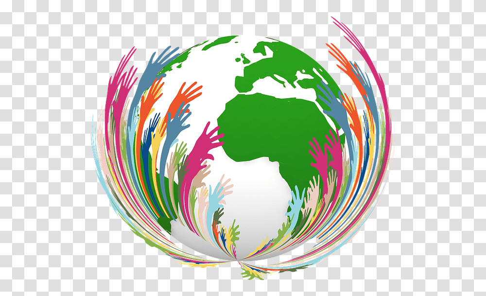 Volunteers Hands Continents Earth World Help Non Profit Sector Cliparts, Outer Space, Astronomy, Universe, Planet Transparent Png