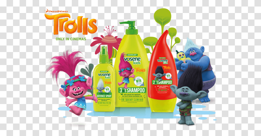 Vosene Kids Shampoo Trolls Trolls Vosene, Bottle, Toy, Label Transparent Png