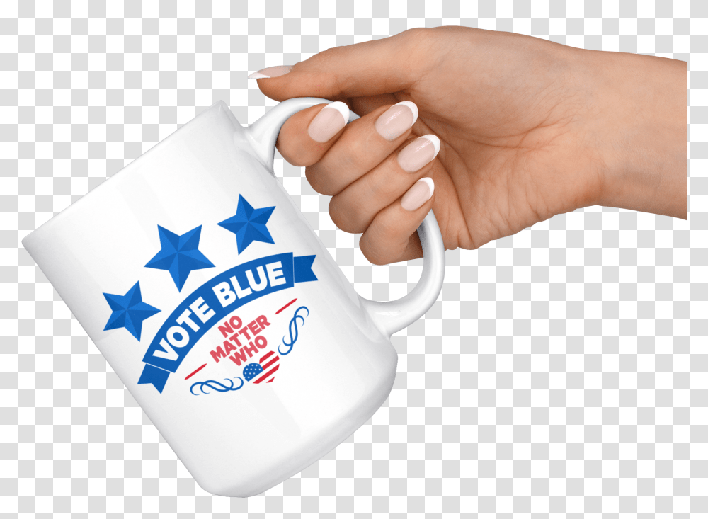 Vote Blue No Matter WhoClass Mug, Coffee Cup, Person, Human, Hand Transparent Png