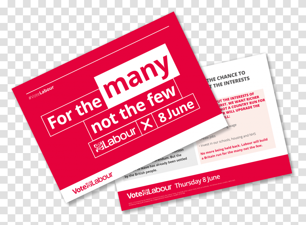 Vote Labour Leaflet 2017, Paper, Business Card, Advertisement Transparent Png