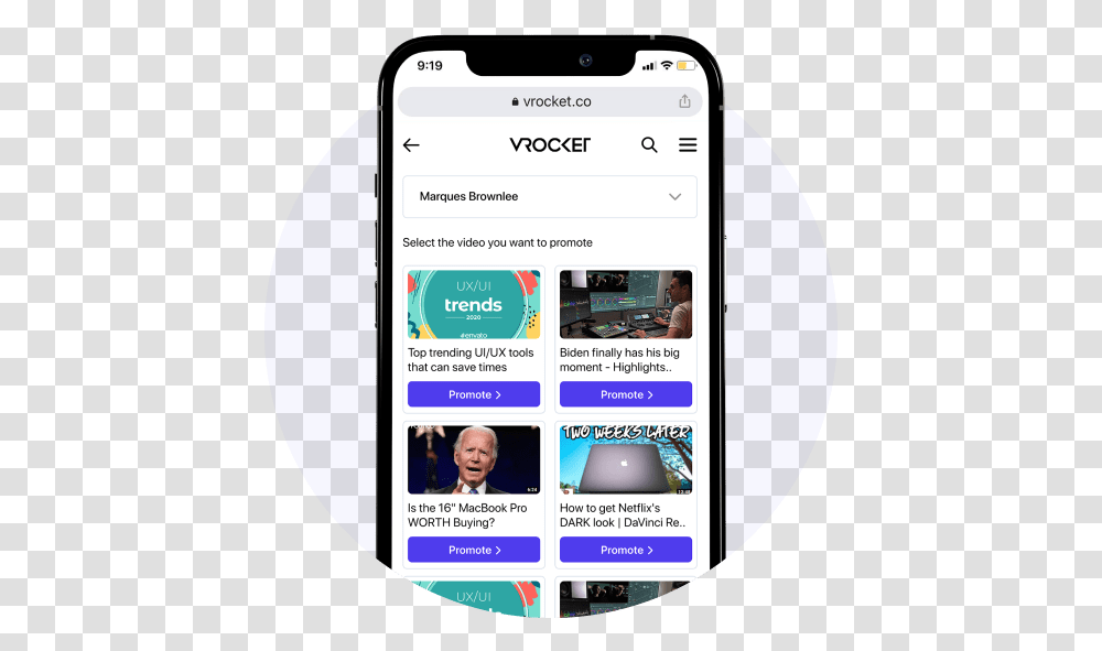 Vrocket Promote Your Youtube Video Channel Grow Smart Device, Mobile Phone, Electronics, Cell Phone, Text Transparent Png