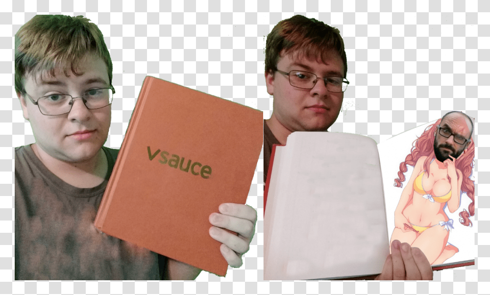 Vsauce Sticker Student Student, Person, Glasses, Diary Transparent Png