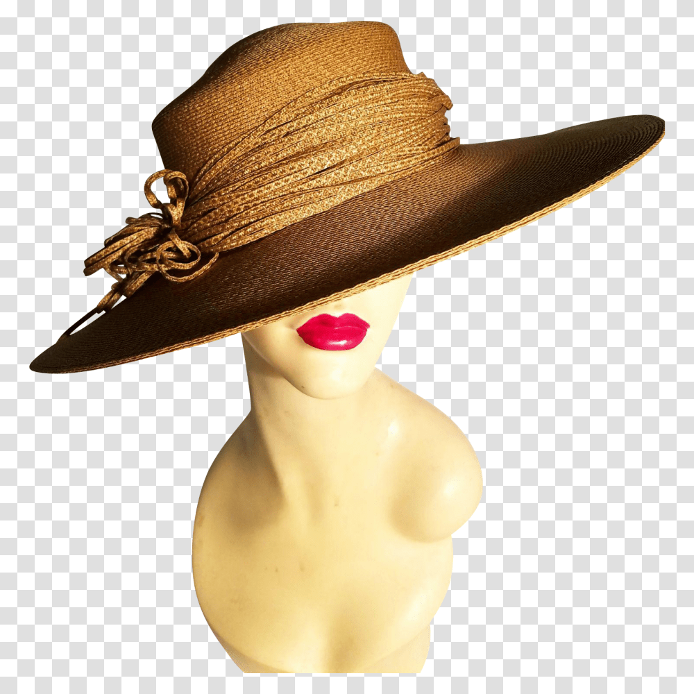 Vtg Rare Mlle Arlette New York Tilted Wide Brim Spectator, Apparel, Hat, Sun Hat Transparent Png