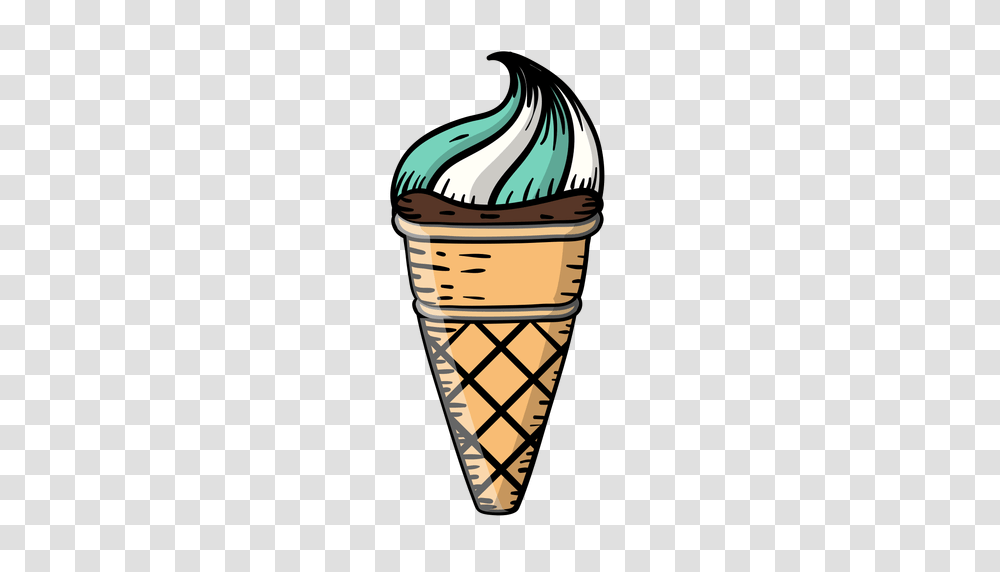 Waffle Cone Ice Cream Cartoon, Wristwatch, Dessert, Food, Creme Transparent Png