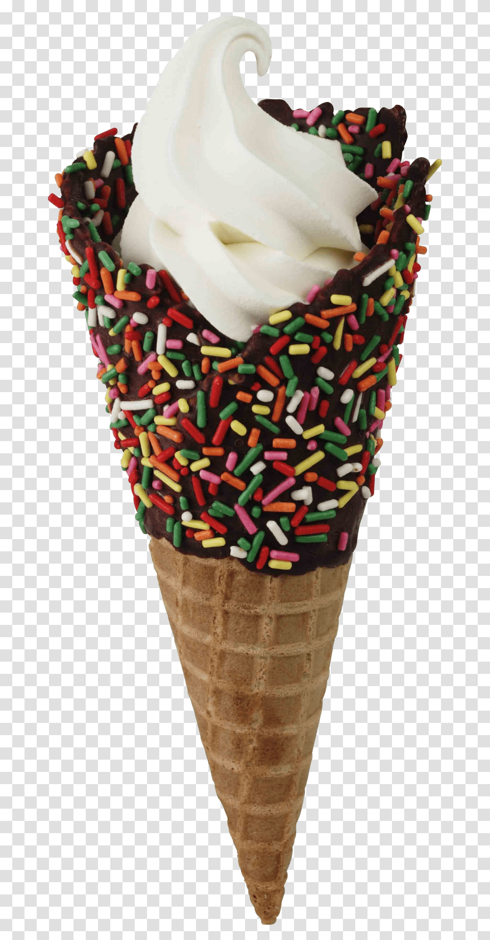 Waffle Cone With Sprinkles, Cream, Dessert, Food, Creme Transparent Png