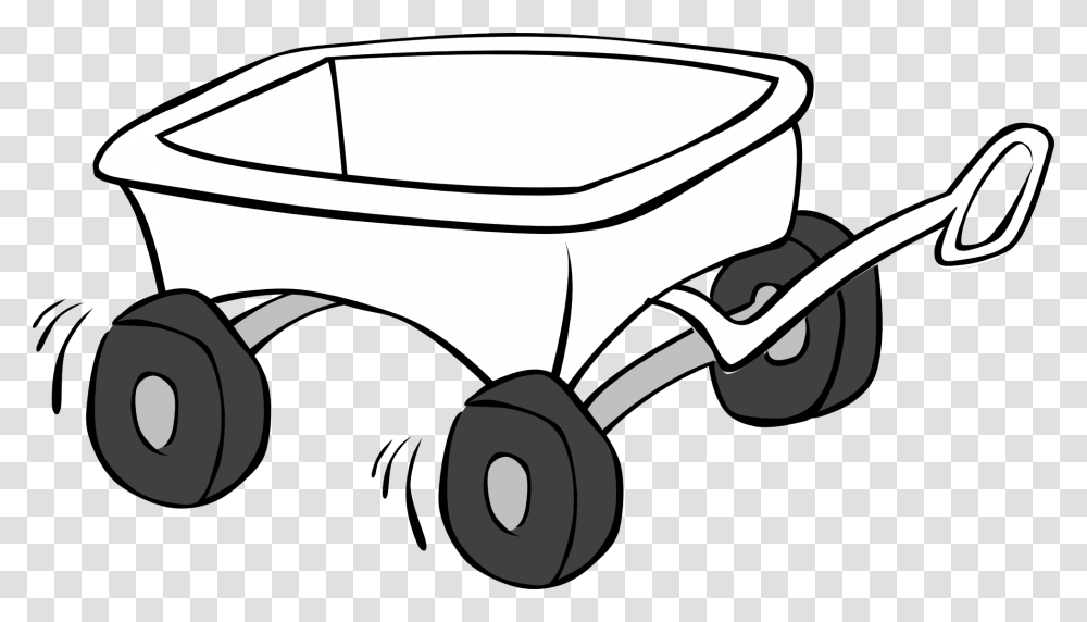 Wagon Clipart Black And White, Lawn Mower, Tool, Transportation, Hammer Transparent Png