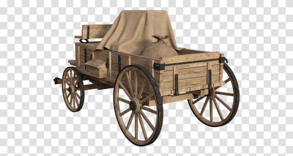 Wagon Items Covered Wheels Antique Old Horse Old Items, Machine, Vehicle, Transportation, Bird Transparent Png
