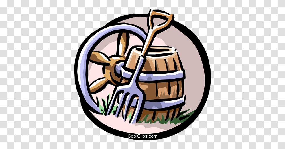 Wagon Wheel Pitchfork And Barrel Royalty Free Vector Clip Art, Keg, Weapon, Weaponry, Bomb Transparent Png