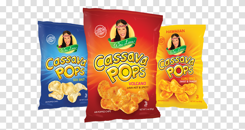 Wai Lana Pop Chips Cassava Pops, Snack, Food, Person, Human Transparent Png