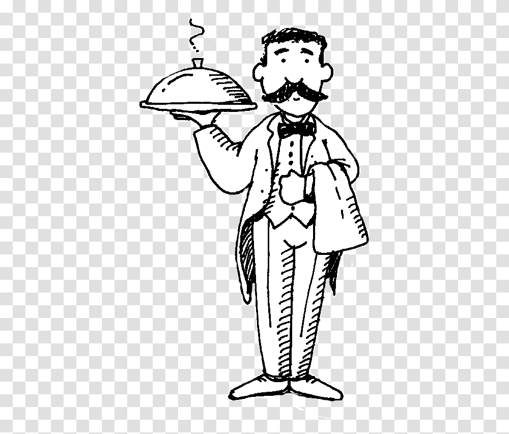 Waiter Black And White Cartoons Waiter Black And White, Person, Human, Performer, Brass Section Transparent Png