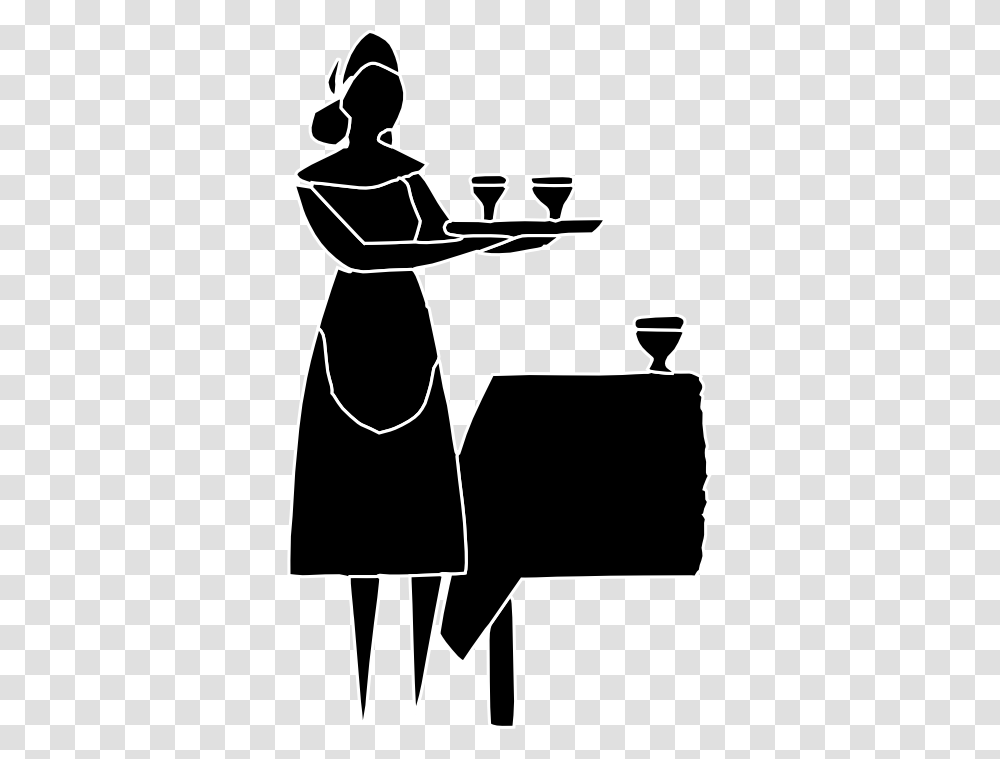 Waiter Clipart Image, Silhouette, Stencil Transparent Png