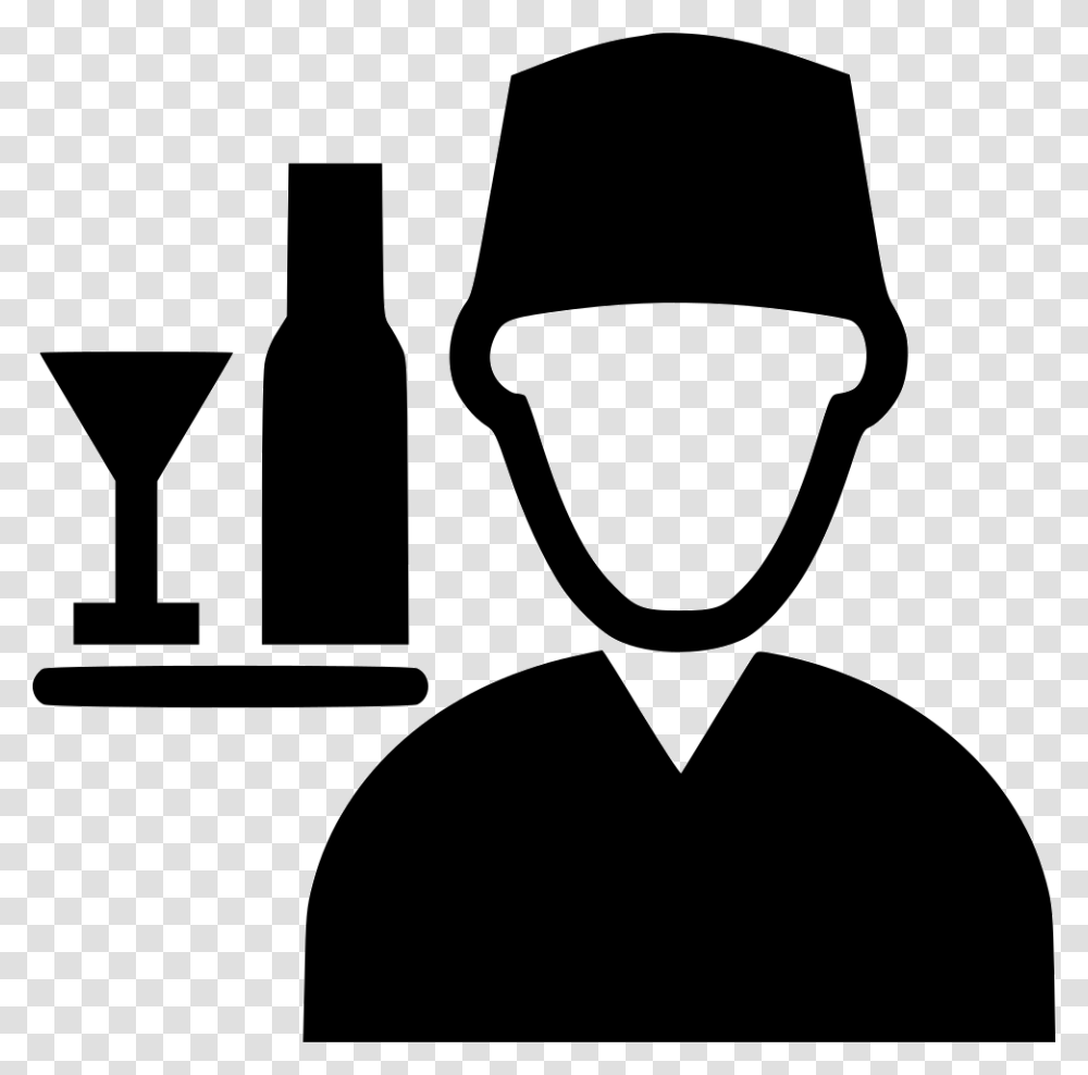 Waiter Icon, Stencil, Silhouette, Bottle Transparent Png