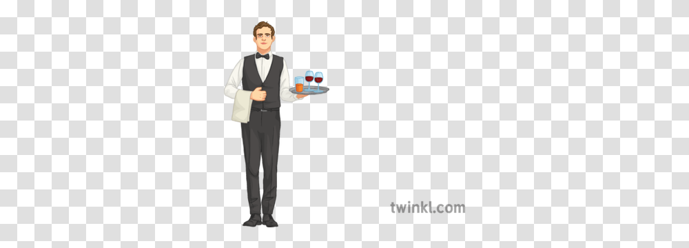 Waiter People Restaurant Food Job Secondary Illustration Formal Wear, Person, Human, Long Sleeve, Clothing Transparent Png