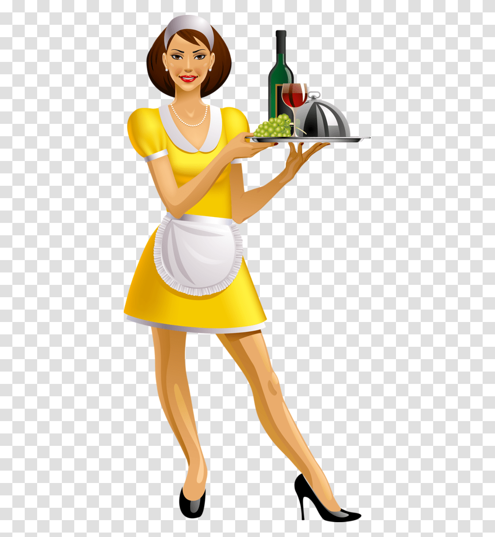 Waiter, Person, Female, Costume Transparent Png