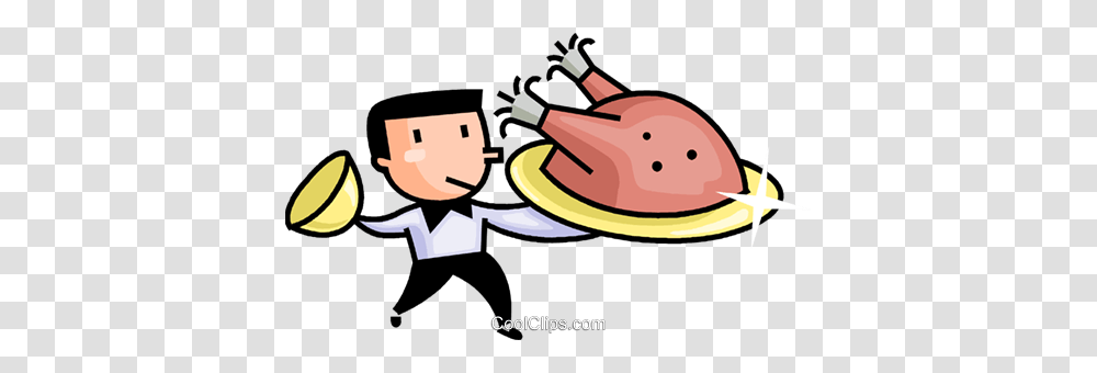 Waiter Serving A Turkey Dinner Royalty Free Vector Clip Art, Plant, Leisure Activities, Food, Meal Transparent Png