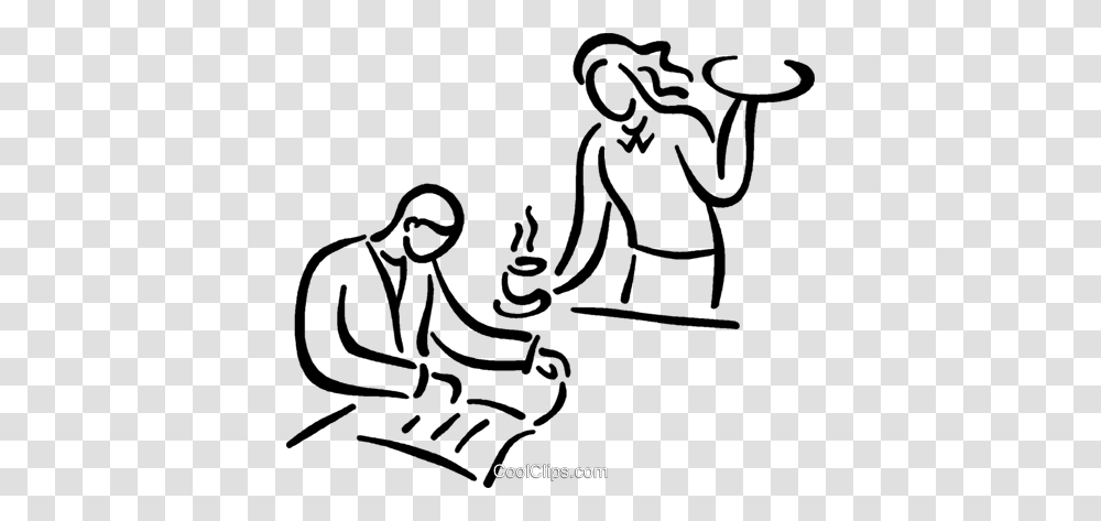 Waiter Serving Food To Customer Royalty Free Vector Clip Art, Doodle, Drawing, Antelope Transparent Png