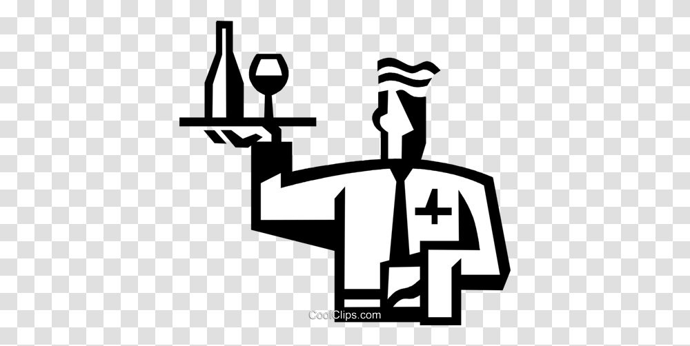 Waiter With A Serving Tray Royalty Free Vector Clip Art, Cross, Silhouette Transparent Png