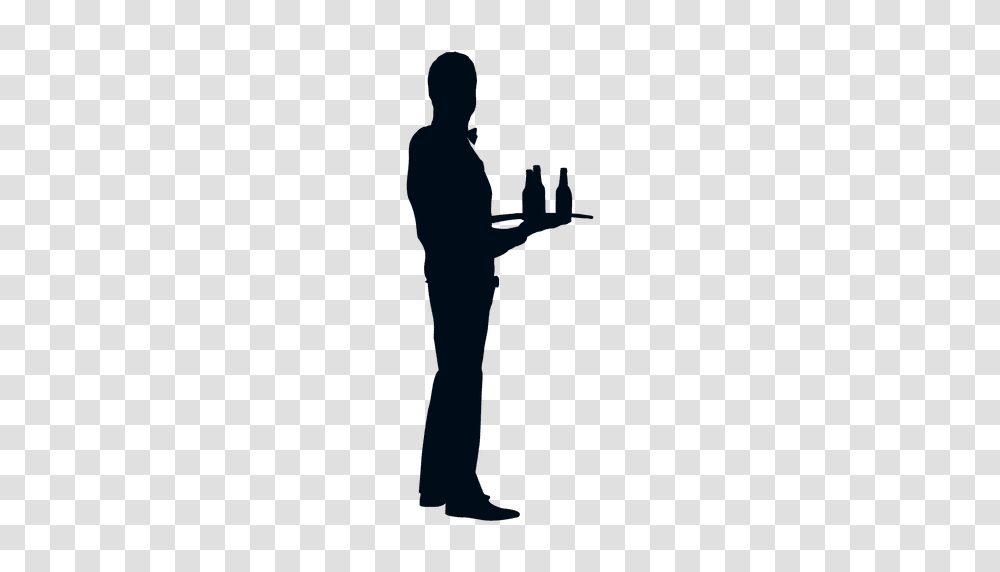 Waiter With Bottles Silhouette, Standing, Person, Word, Walking Transparent Png