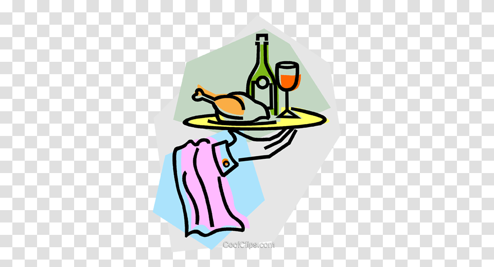 Waiter With Serving Tray Royalty Free Vector Clip Art Illustration, Meal, Food, Beverage Transparent Png