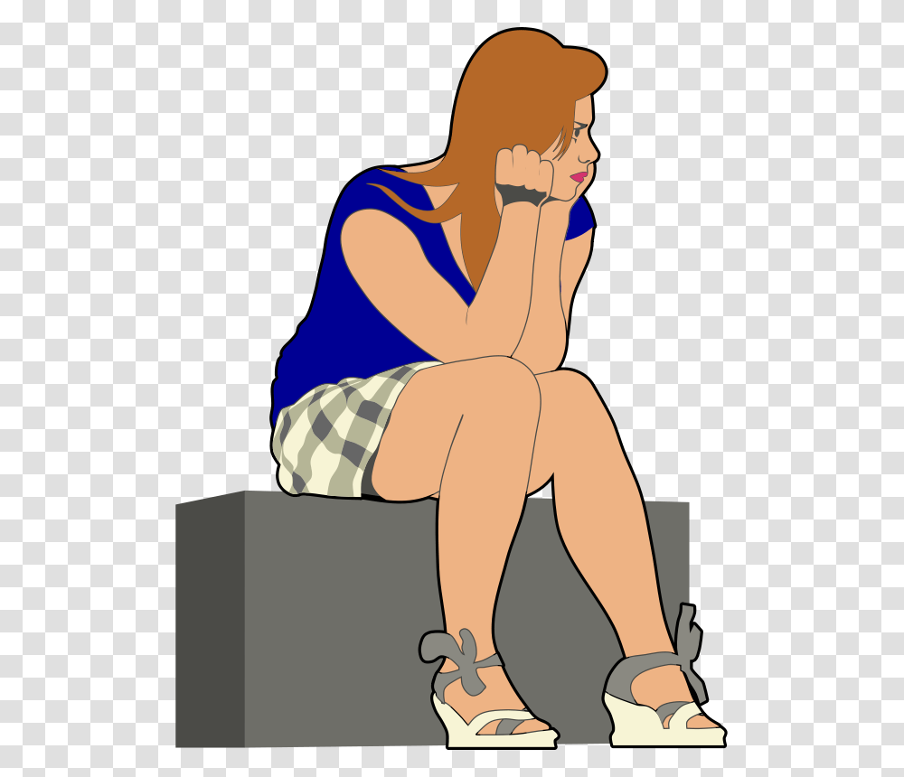 Waiting Girl Poster, Sitting, Person, Human, Furniture Transparent Png