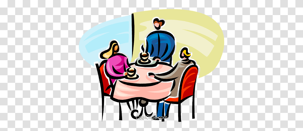 Waitress Bringing Coffee To A Couple Royalty Free Vector Clip Art, Furniture, Crowd, Washing Transparent Png