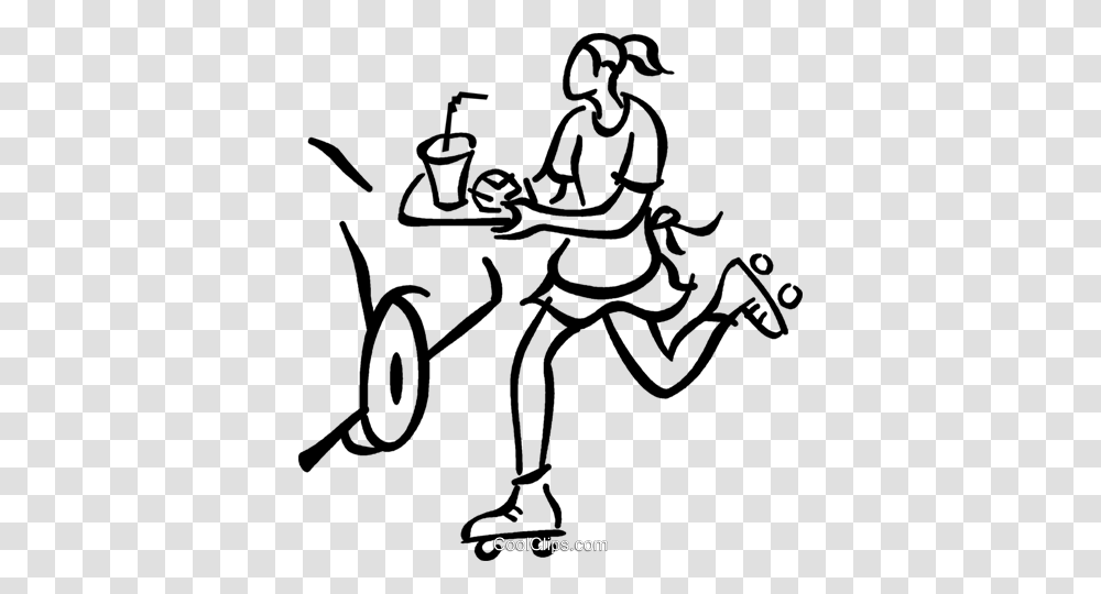 Waitress On Roller Skates Royalty Free Vector Clip Art, Bird, Doodle, Drawing Transparent Png