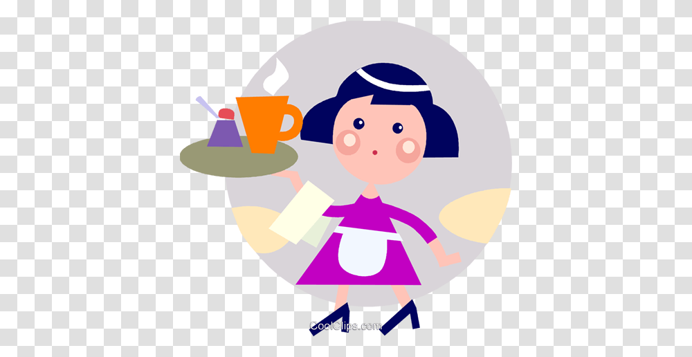 Waitress Serving Coffee Royalty Free Vector Clip Art Illustration, Coffee Cup, Toilet, Bathroom, Indoors Transparent Png