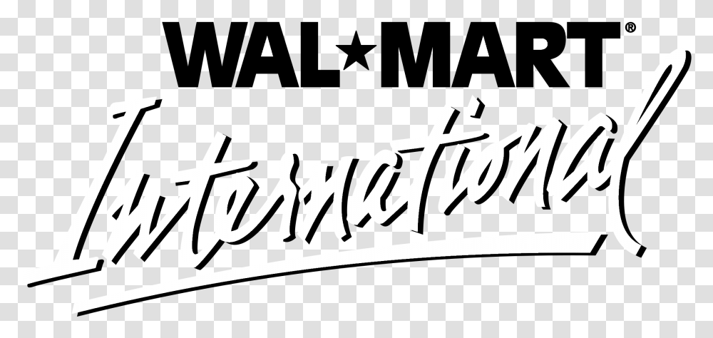 Wal Mart International Logo Black And White Walmart International Logo, Calligraphy, Handwriting, Label Transparent Png
