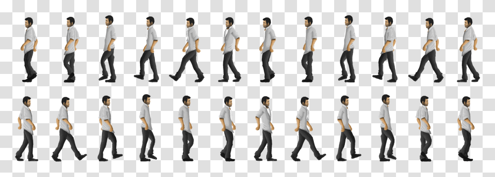 Walk Cycle Sprite Sheet, Person, Pants, Long Sleeve Transparent Png