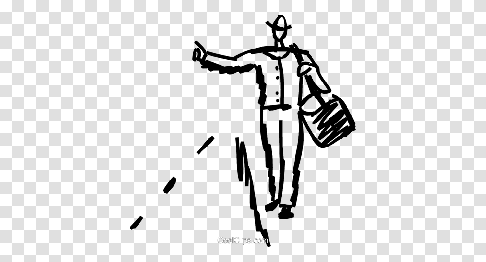 Walking And Hitchhiking Royalty Free Vector Clip Art Illustration, Bird, Utility Pole, Silhouette, Leisure Activities Transparent Png
