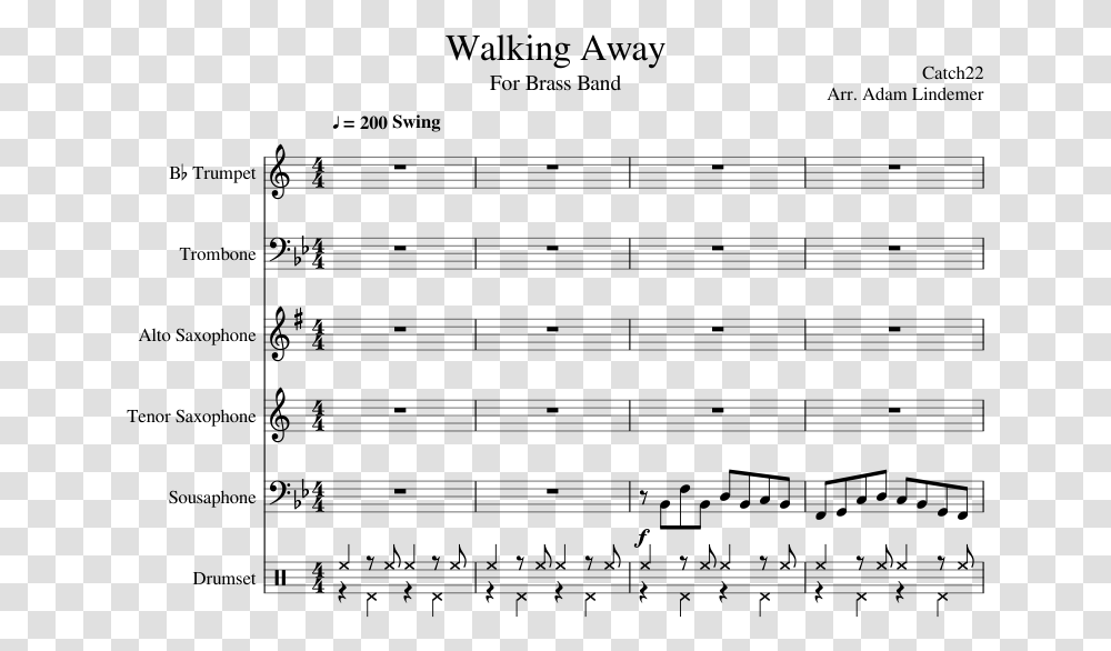 Walking Away Sheet Music For Trumpet Trombone Alto Train Your Dragon Alto Sax Sheet Music, Gray Transparent Png